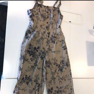 Gal Meets Glam Floral Jumpsuit in Tan and Black